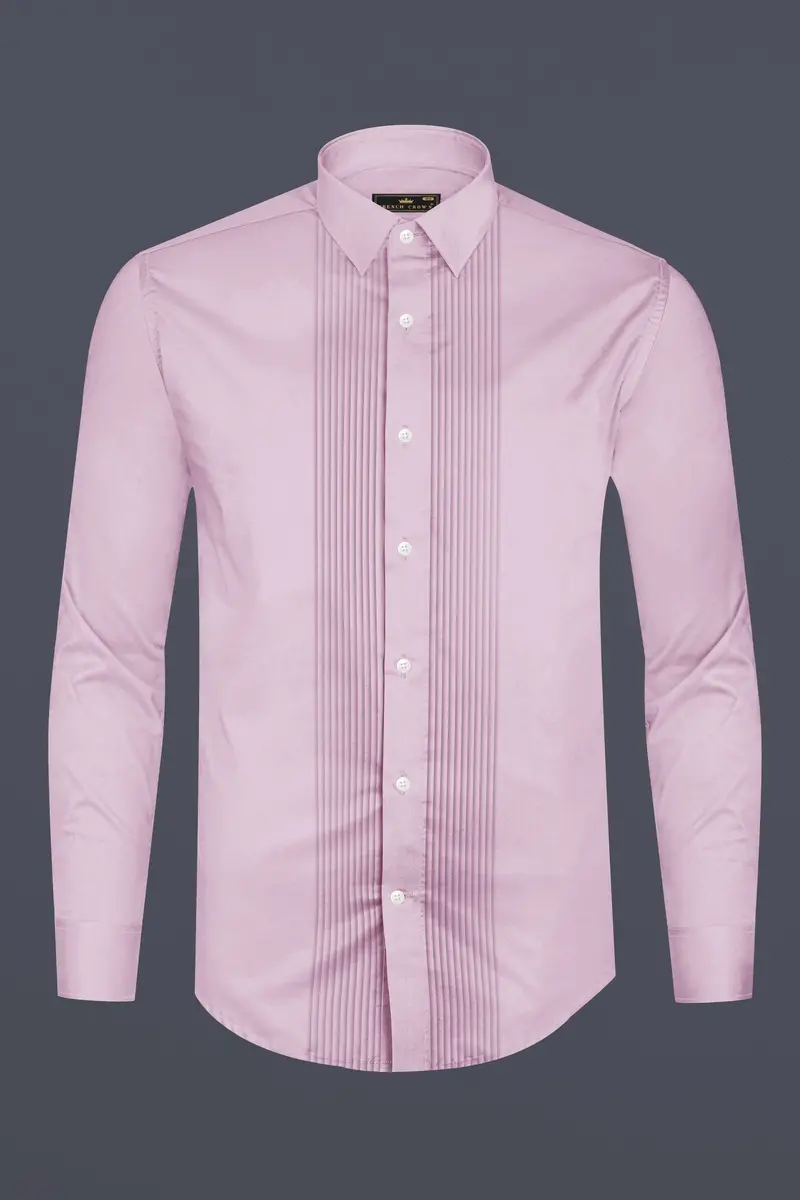 Lustraro-Azalea Pink Subtle Sheen Super Soft Premium Cotton Tuxedo Shirt 6