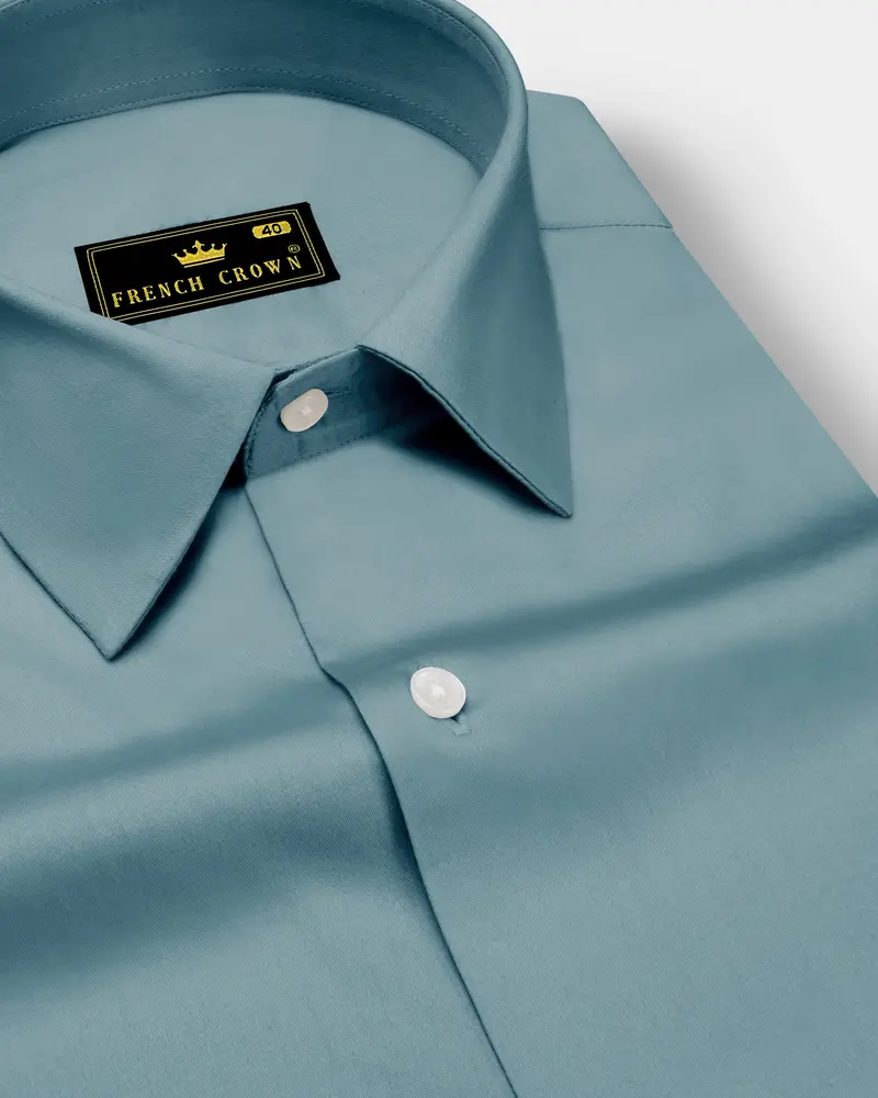 Lustraro-Cadet Green Subtle Sheen Super Soft Premium Cotton Dress Shirt 1
