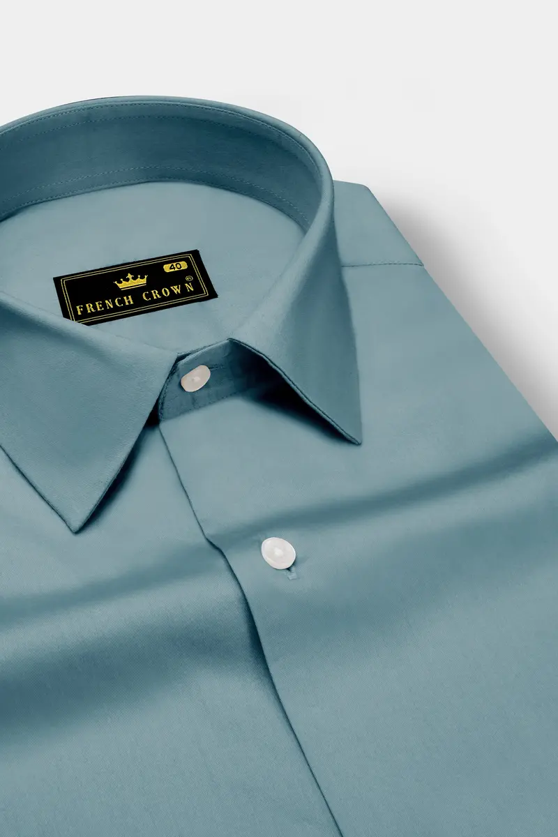 Lustraro-Cadet Green Subtle Sheen Super Soft Premium Cotton Dress Shirt 2