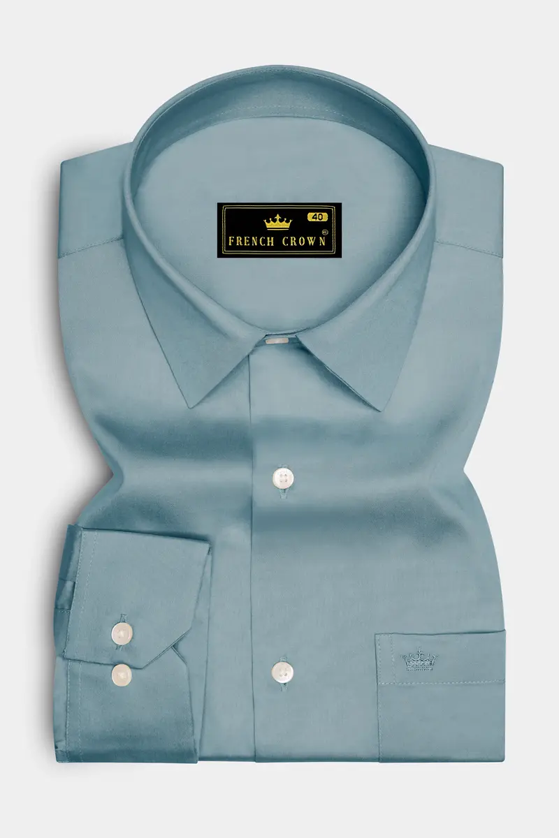 Lustraro-Cadet Green Subtle Sheen Super Soft Premium Cotton Dress Shirt 4