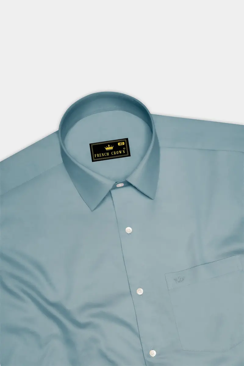 Lustraro-Cadet Green Subtle Sheen Super Soft Premium Cotton Dress Shirt 5
