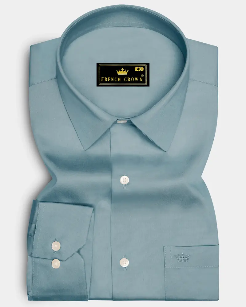 Lustraro-Cadet Green Subtle Sheen Super Soft Premium Cotton Dress Shirt 6