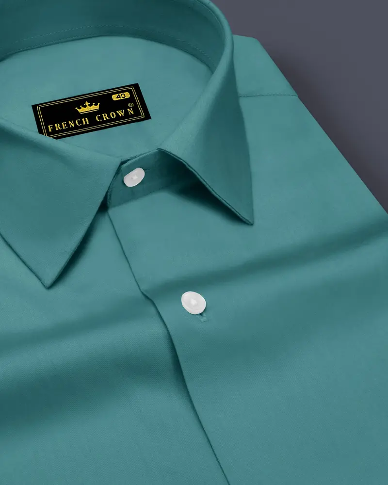 Lustraro-Viridian Green Subtle Sheen Super Soft Premium Cotton Dress Shirt 1