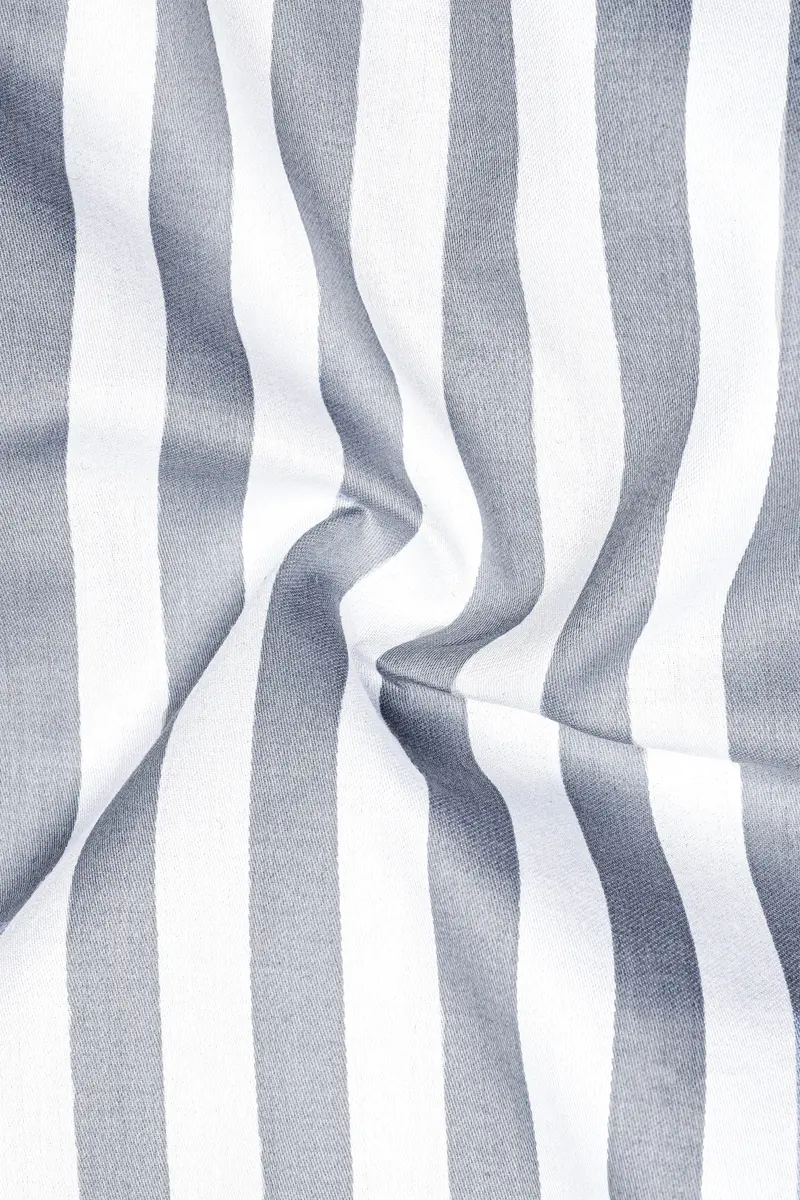 Lustravo-Santa Gray And Bright White Awning Striped Subtle Sheen Super Soft Premium Cotton Dress Shirt 3