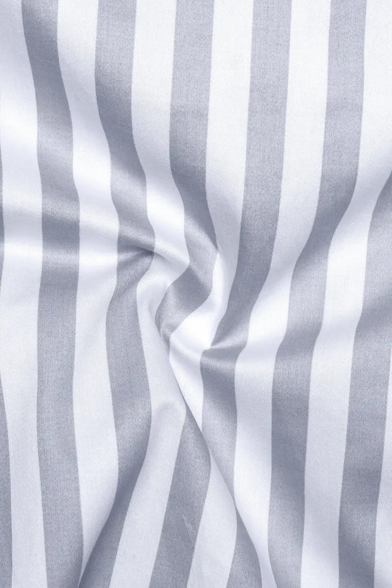 Lustravo-Santa Gray And Bright White Awning Striped Super Soft Premium Cotton Dress Shirt 3