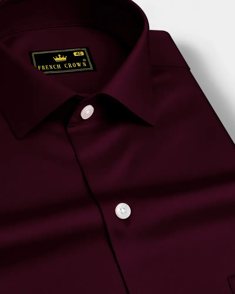 Lustravo-Tamarind Maroon Subtle Sheen Super Soft Premium Cotton Dress Shirt 1