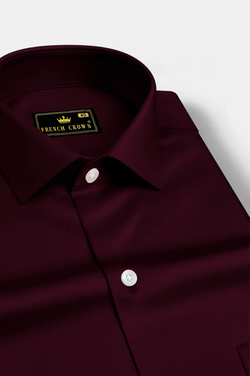 Lustravo-Tamarind Maroon Subtle Sheen Super Soft Premium Cotton Dress Shirt 2