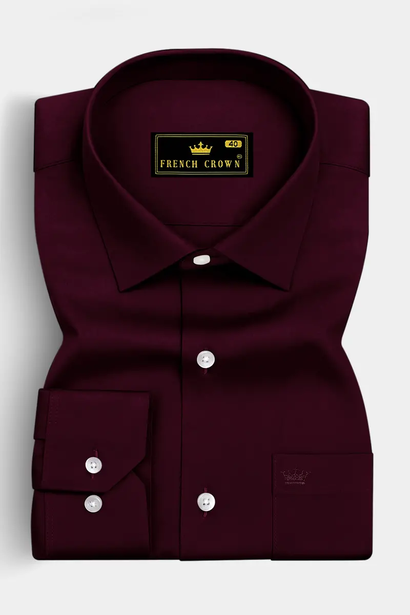 Lustravo-Tamarind Maroon Subtle Sheen Super Soft Premium Cotton Dress Shirt 4