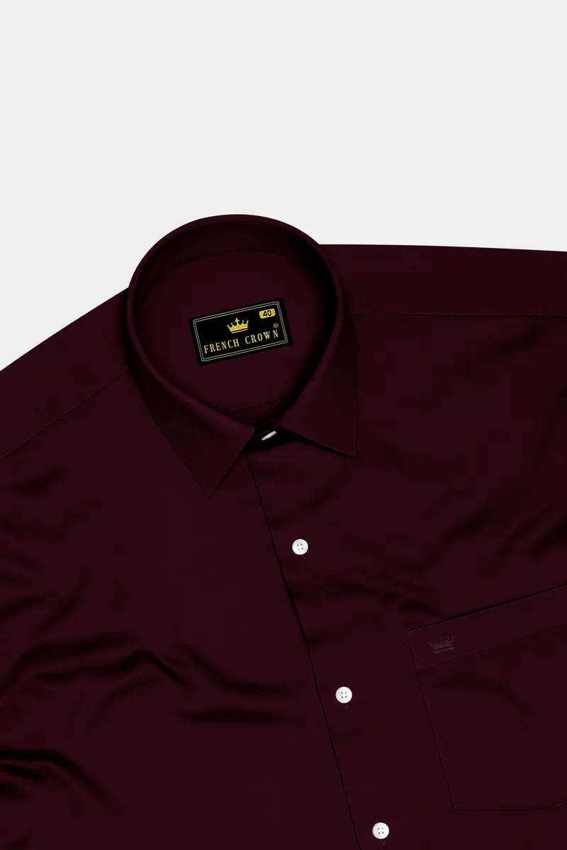Lustravo-Tamarind Maroon Subtle Sheen Super Soft Premium Cotton Dress Shirt 5