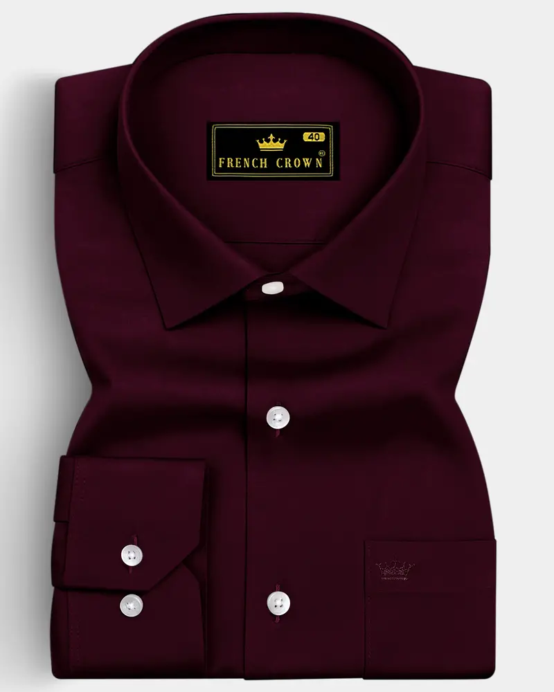 Lustravo-Tamarind Maroon Subtle Sheen Super Soft Premium Cotton Dress Shirt 6