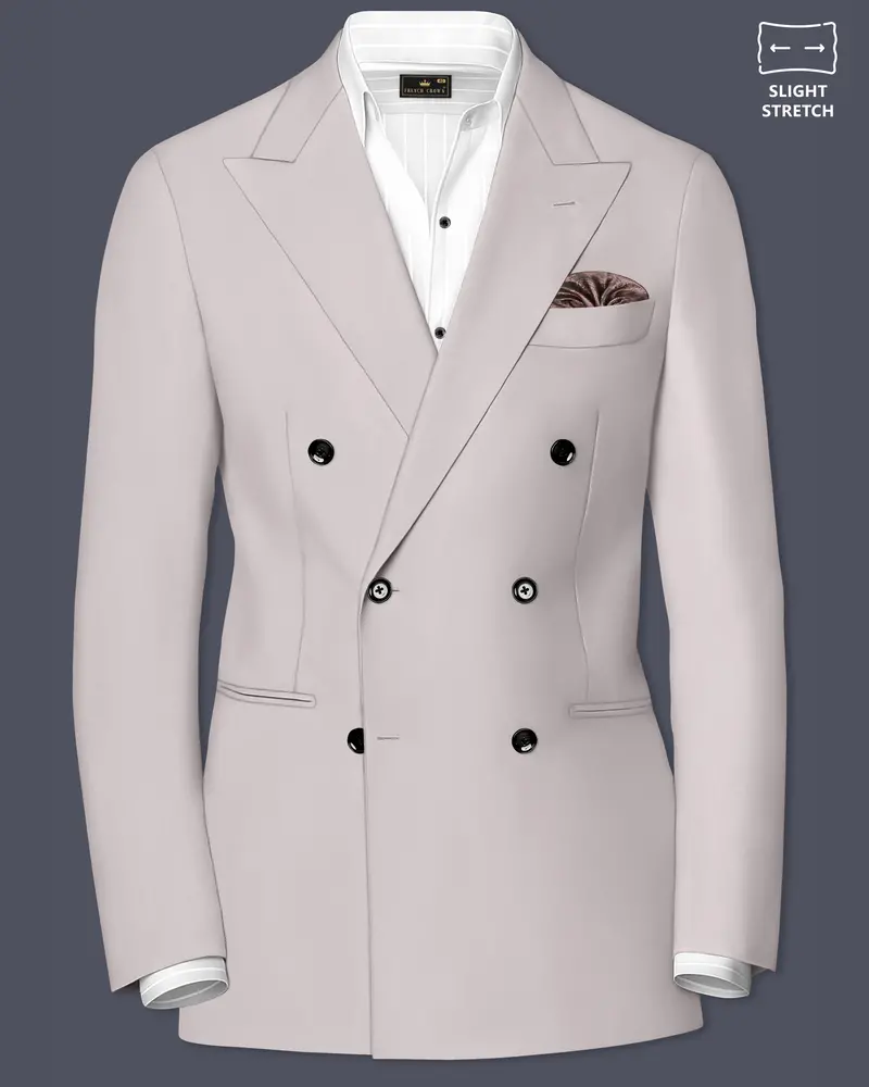 Lustre-Cloud Pink Slight Stretch Subtle Sheen Poly-Viscose Double Breasted Blazer 1