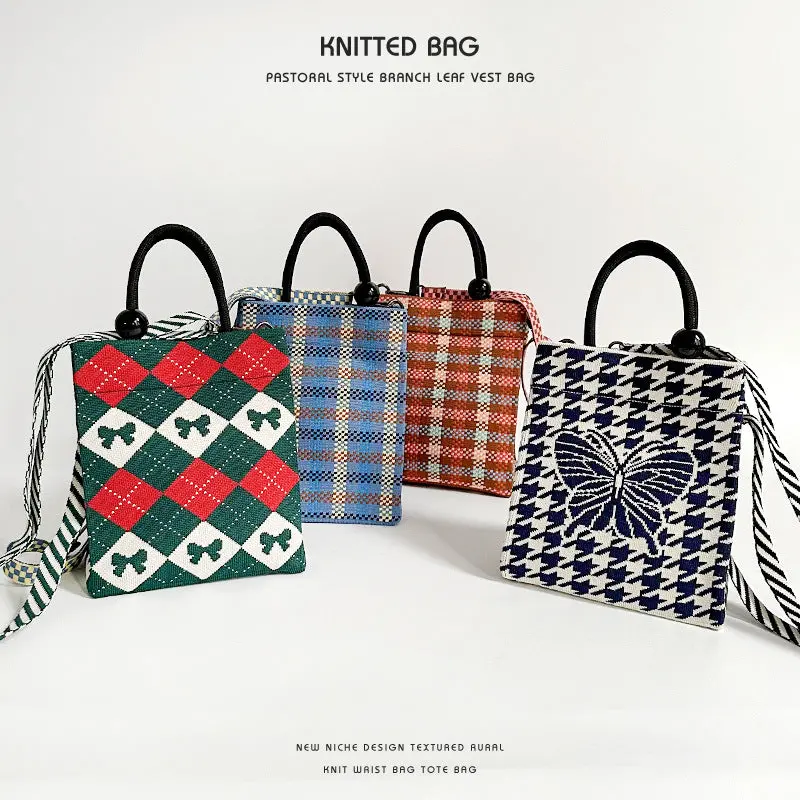 Luxurious Patterned Shoulder And Crossbody Knitted Bag 1