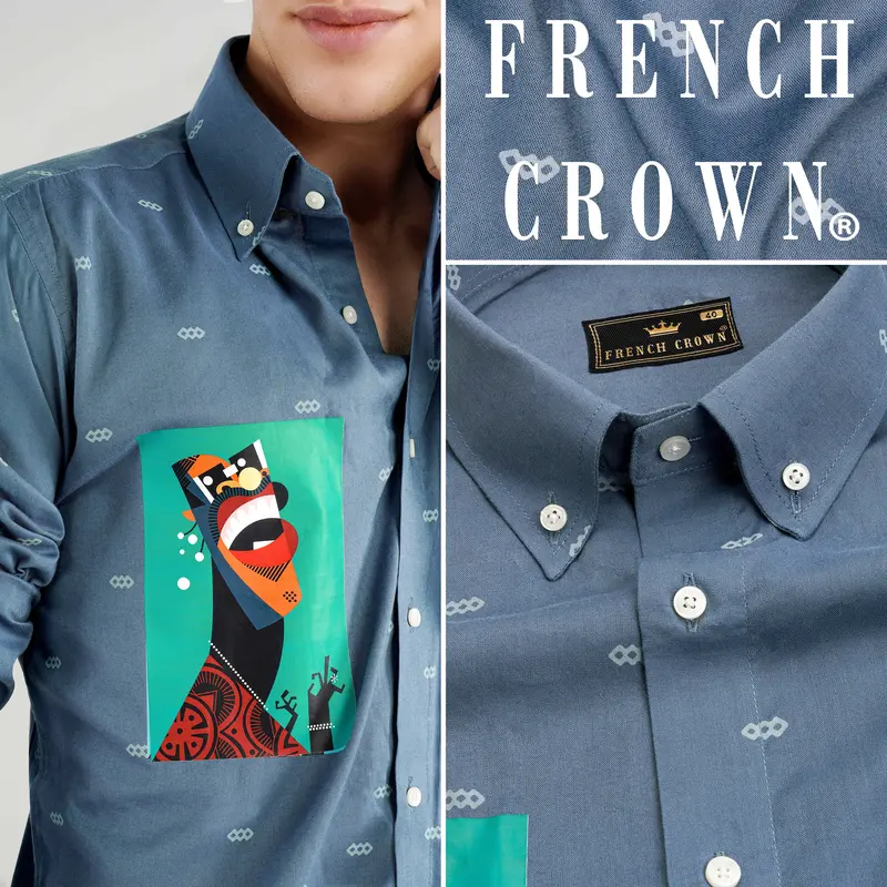Lynch Blue Funky Printed Premium Tencel Designer Shirt 1