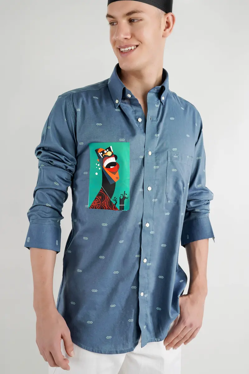 Lynch Blue Funky Printed Premium Tencel Designer Shirt 6
