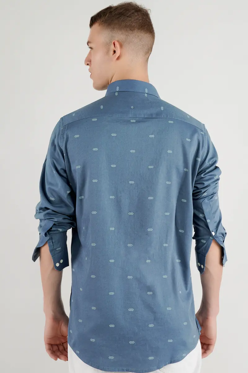 Lynch Blue Funky Printed Premium Tencel Designer Shirt 9
