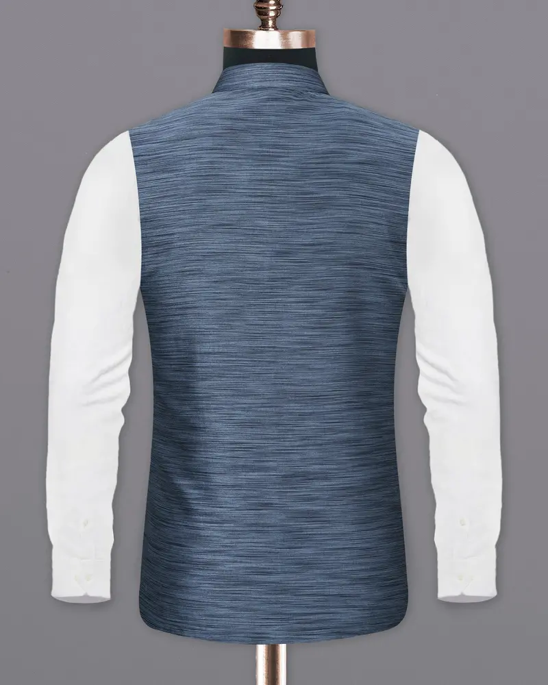 Lynch Blue Textured Nehru Jacket 6