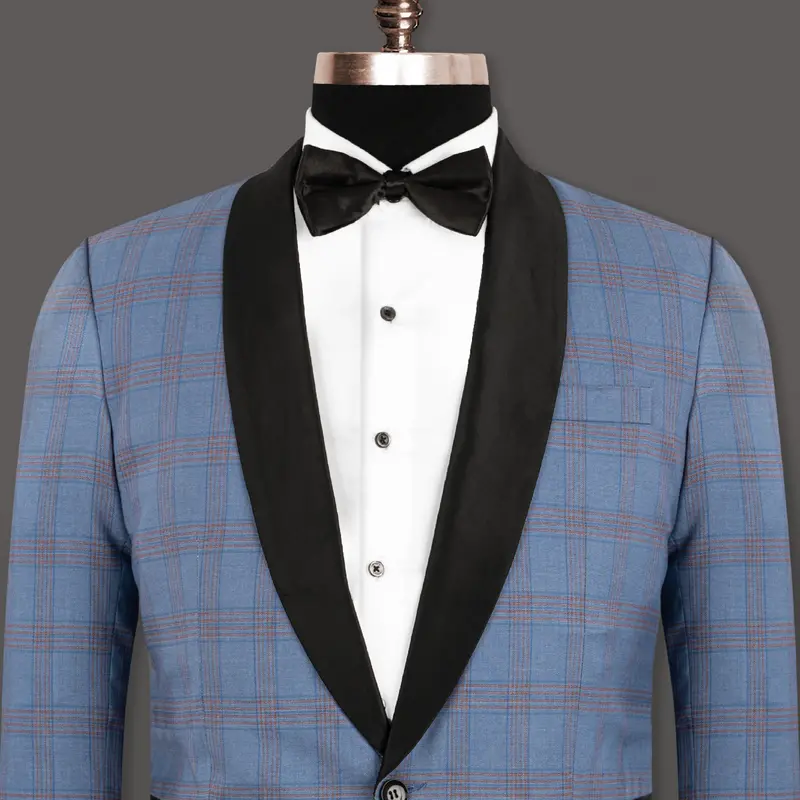 Lynch Light Blue Windowpane Woolrich Tuxedo Blazer 1