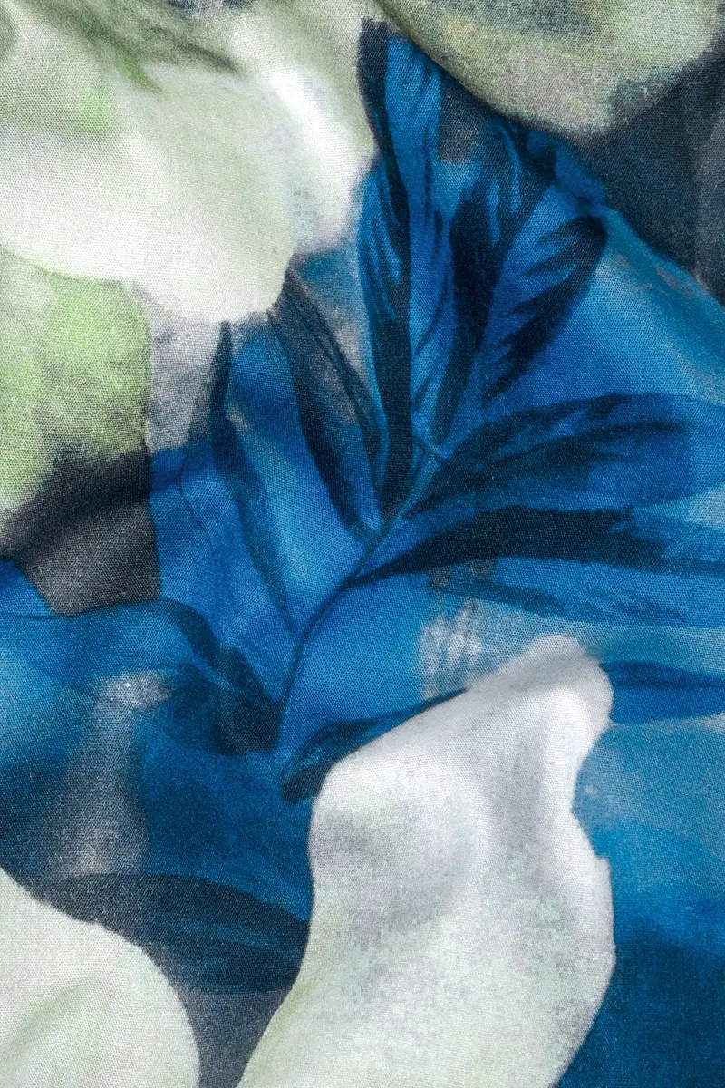 Mackerel Blue Floral Printed Premium Cotton Kurta Shirt 3