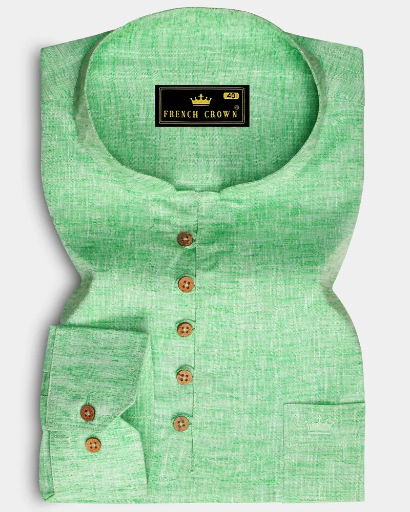 Madang Green Luxurious Linen Kurta Shirt 1