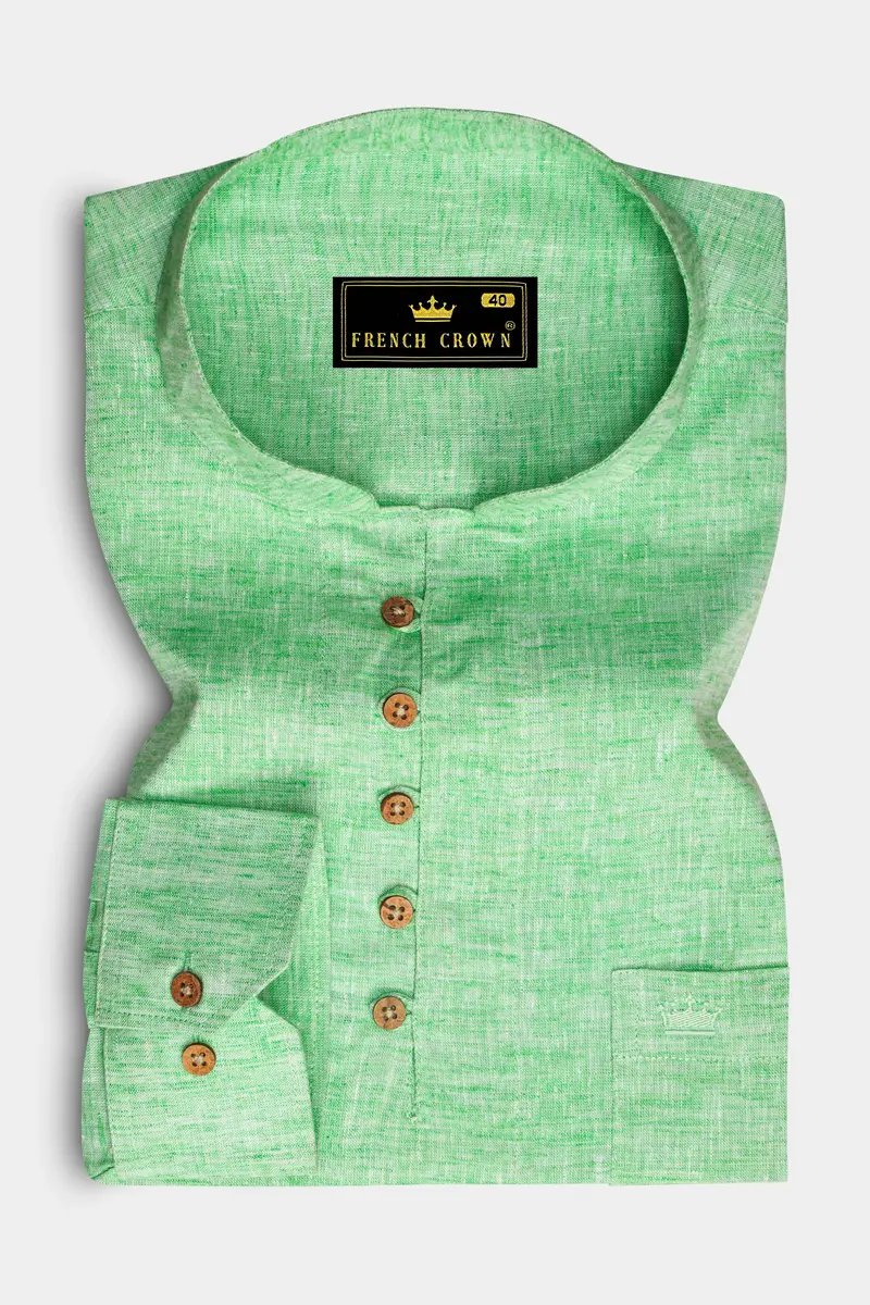 Madang Green Luxurious Linen Kurta Shirt 2