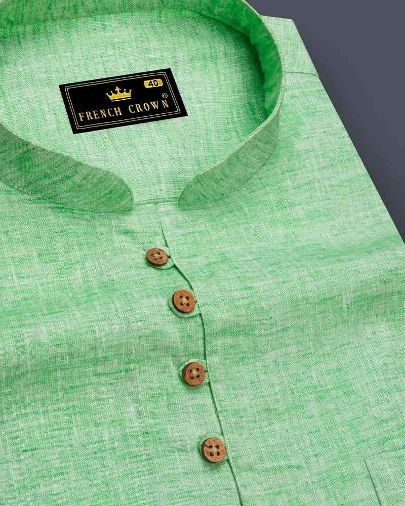 Madang Green Luxurious Linen Kurta Shirt 6