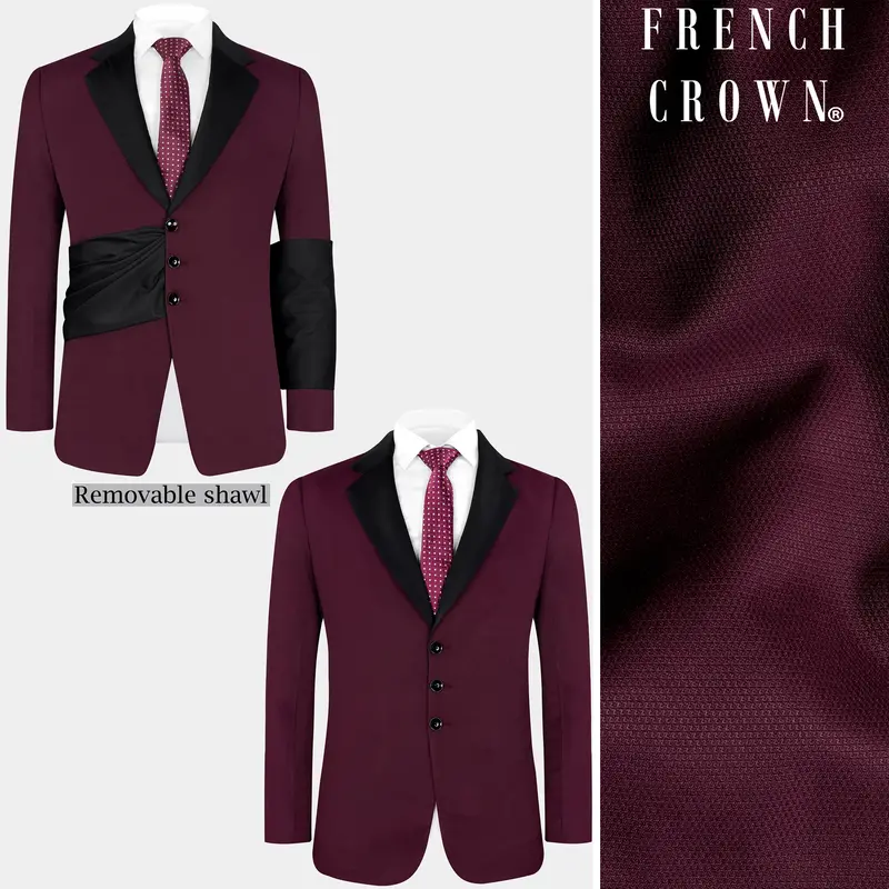 Magenta Maroon Wool Rich Designer Tuxedo Blazer 1
