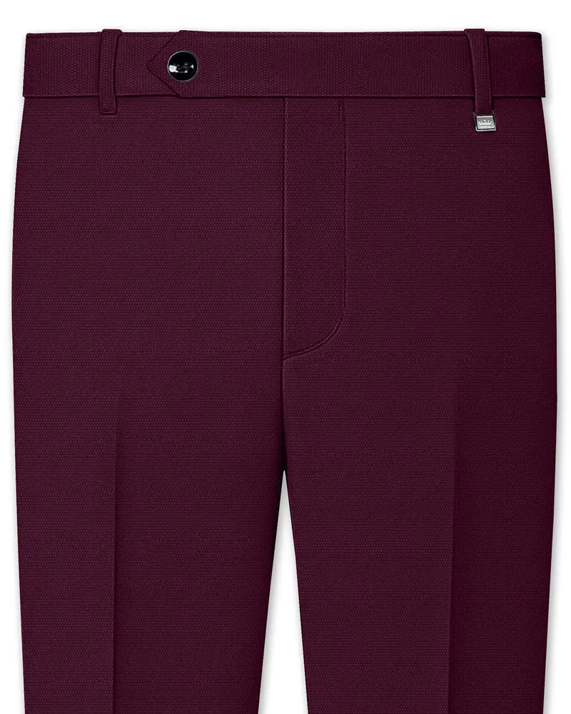 Magenta Maroon Wool Rich Stretchable Pant 1