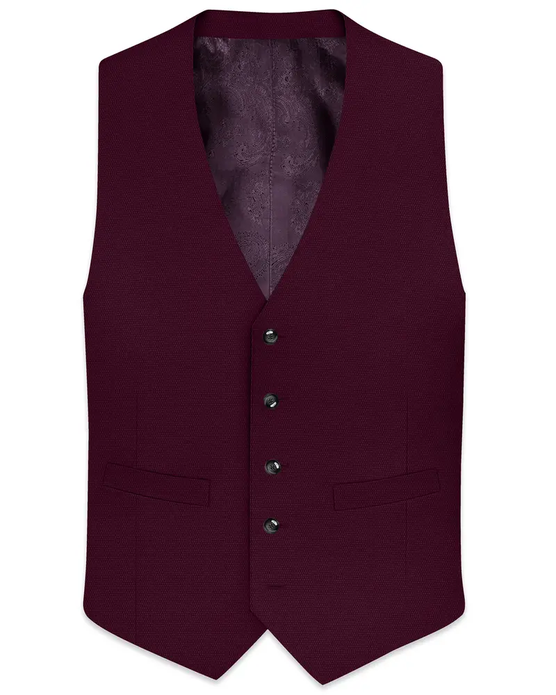 Magenta Maroon Wool Rich Waistcoat 1