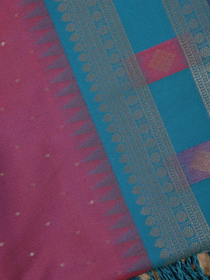 Magenta Paisley Design Tissue Saree 2