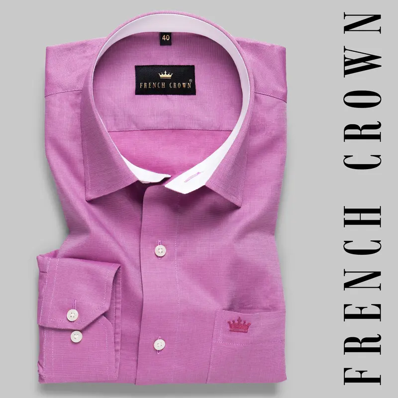 Magenta Slight Sheen Premium Cotton Shirt 7