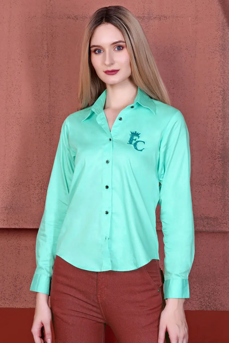 Magic Mint Blue Brand Acronym Embroidered Premium Cotton Designer Shirt 2