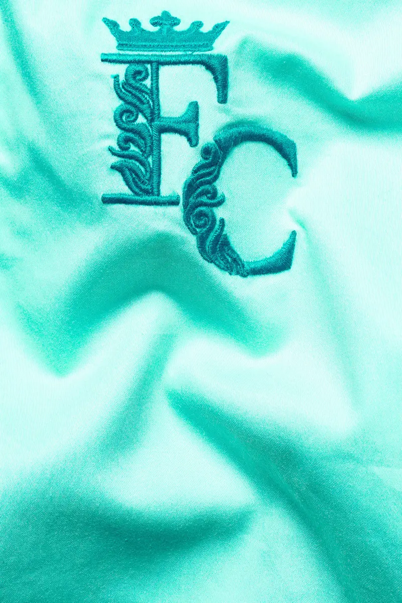 Magic Mint Blue Brand Acronym Embroidered Premium Cotton Designer Shirt 3