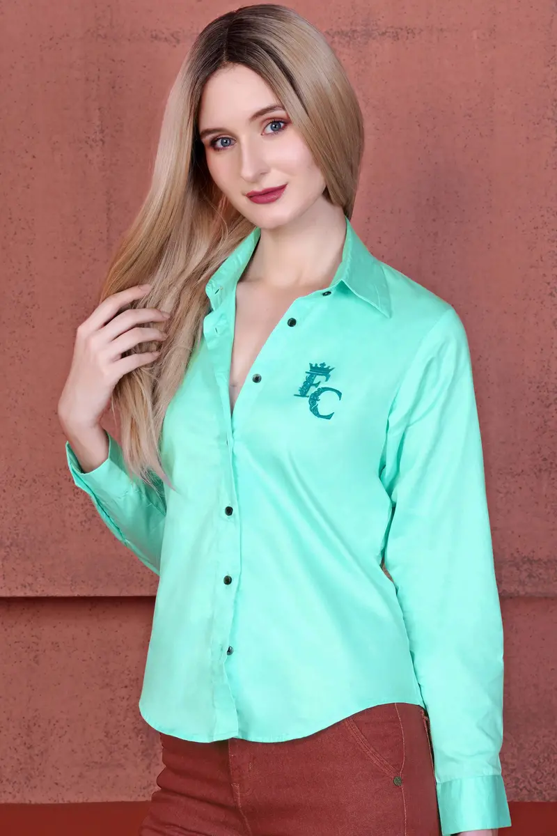 Magic Mint Blue Brand Acronym Embroidered Premium Cotton Designer Shirt 6