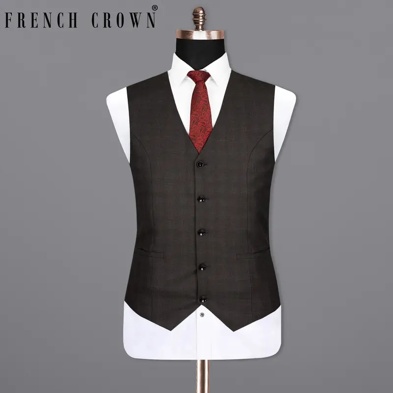 Maine Grey Woolrich Subtle Plaid Waistcoat 1