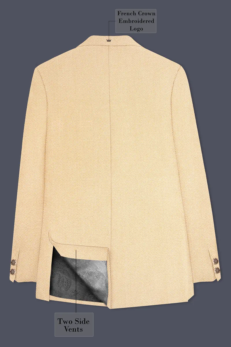 Maize Chevron Textured Cross Placket Bandhgala Designer Suit 8