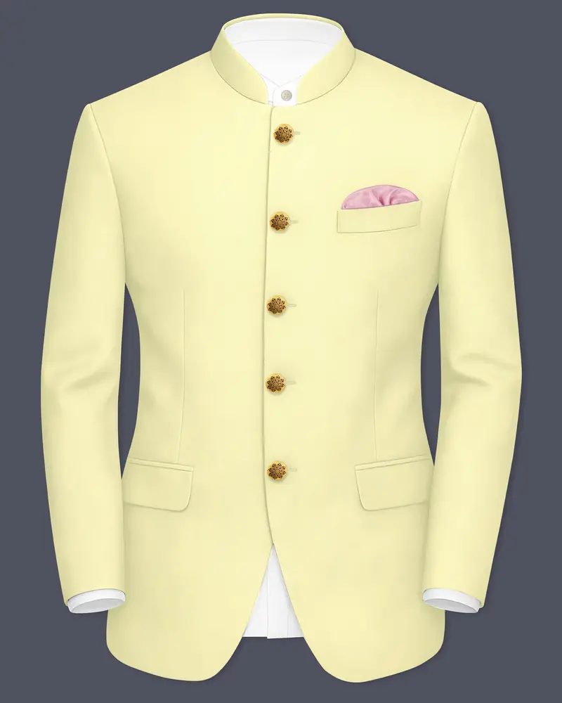 Maize Cream Stretchable Bandhgala Premium Cotton Traveler Blazer 1
