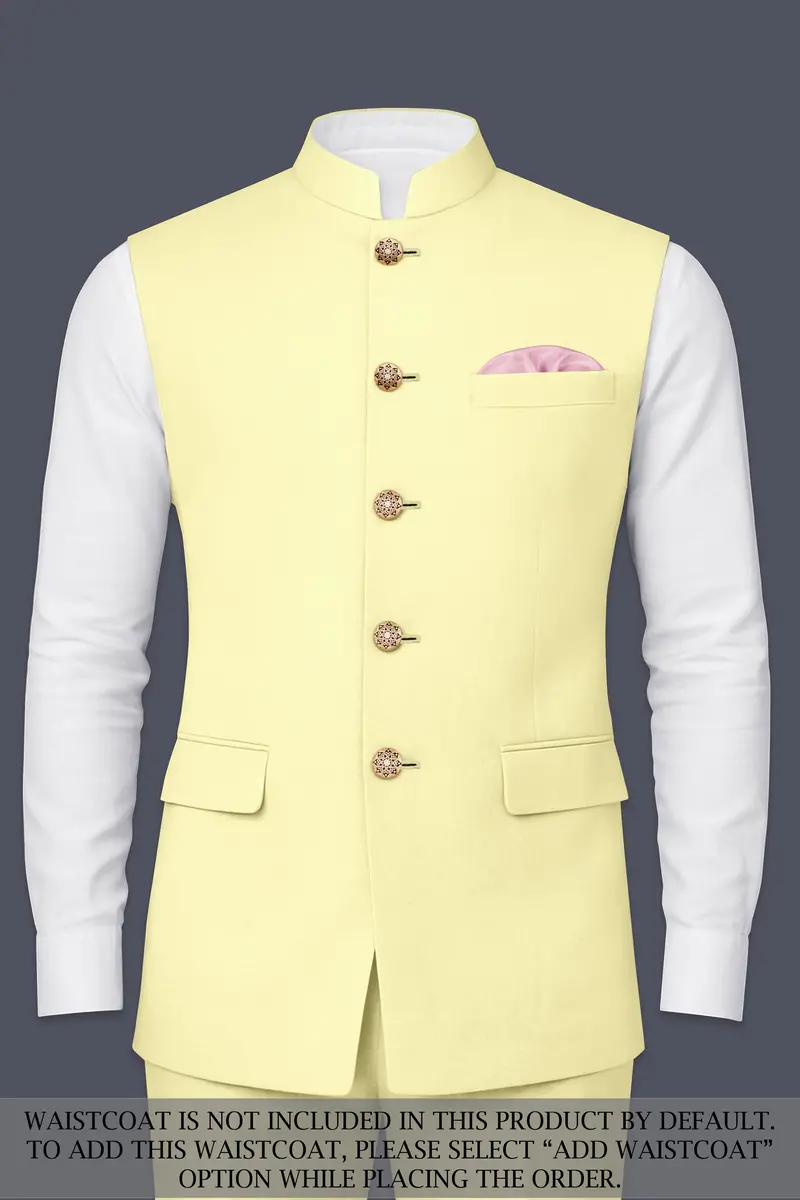 Maize Cream Stretchable Bandhgala Premium Cotton Traveler Suit 15