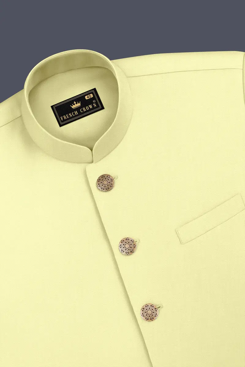 Maize Cream Stretchable Bandhgala Premium Cotton Traveler Suit 17