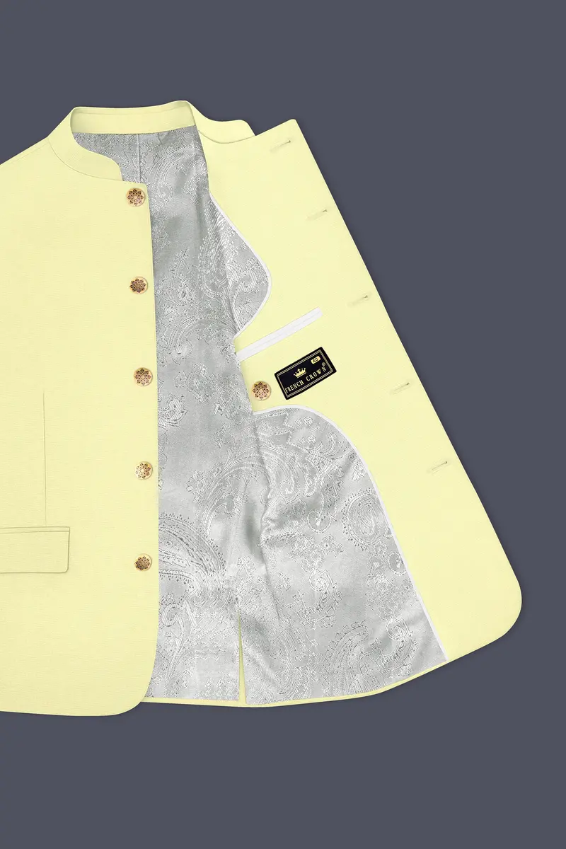 Maize Cream Stretchable Bandhgala Premium Cotton Traveler Suit 5