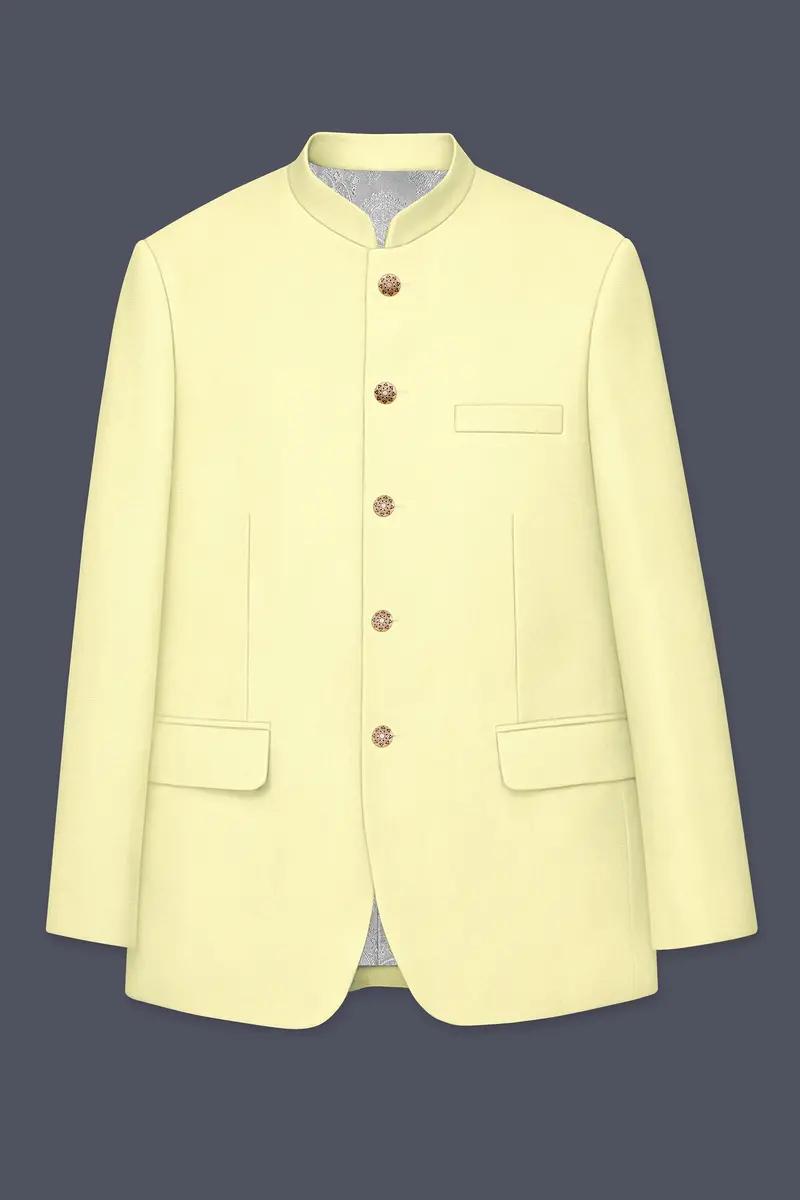 Maize Cream Stretchable Bandhgala Premium Cotton Traveler Suit 7