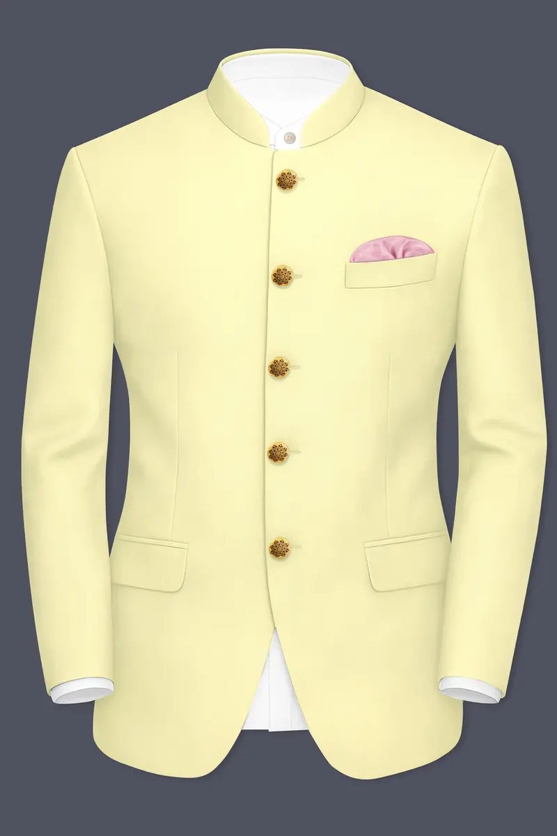 Maize Cream Stretchable Bandhgala Premium Cotton Traveler Suit 9