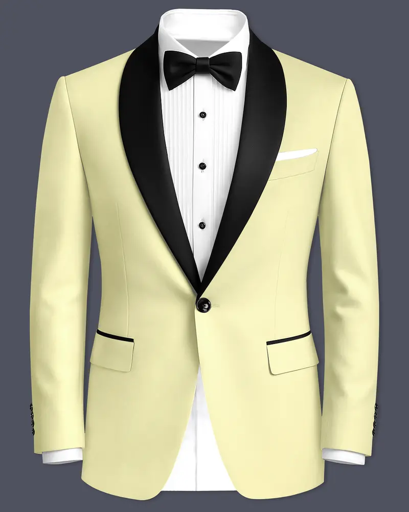 Maize Cream Tuxedo Premium Cotton Stretchable Traveler Blazer 1