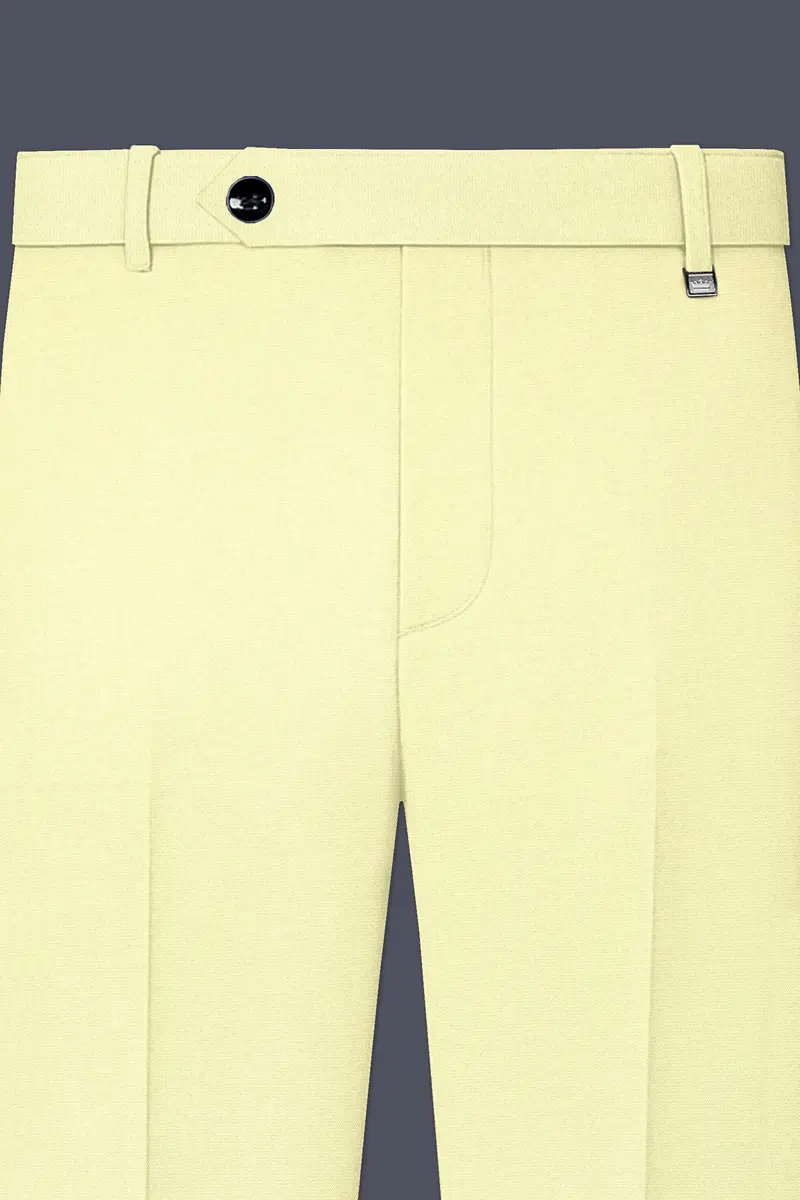 Maize Cream Tuxedo Premium Cotton Stretchable Traveler Suit 12