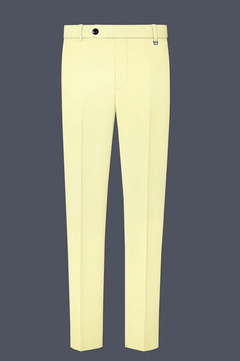 Maize Cream Tuxedo Premium Cotton Stretchable Traveler Suit 13
