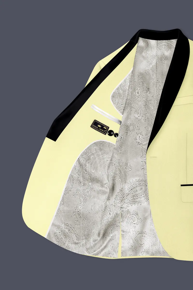 Maize Cream Tuxedo Premium Cotton Stretchable Traveler Suit 6
