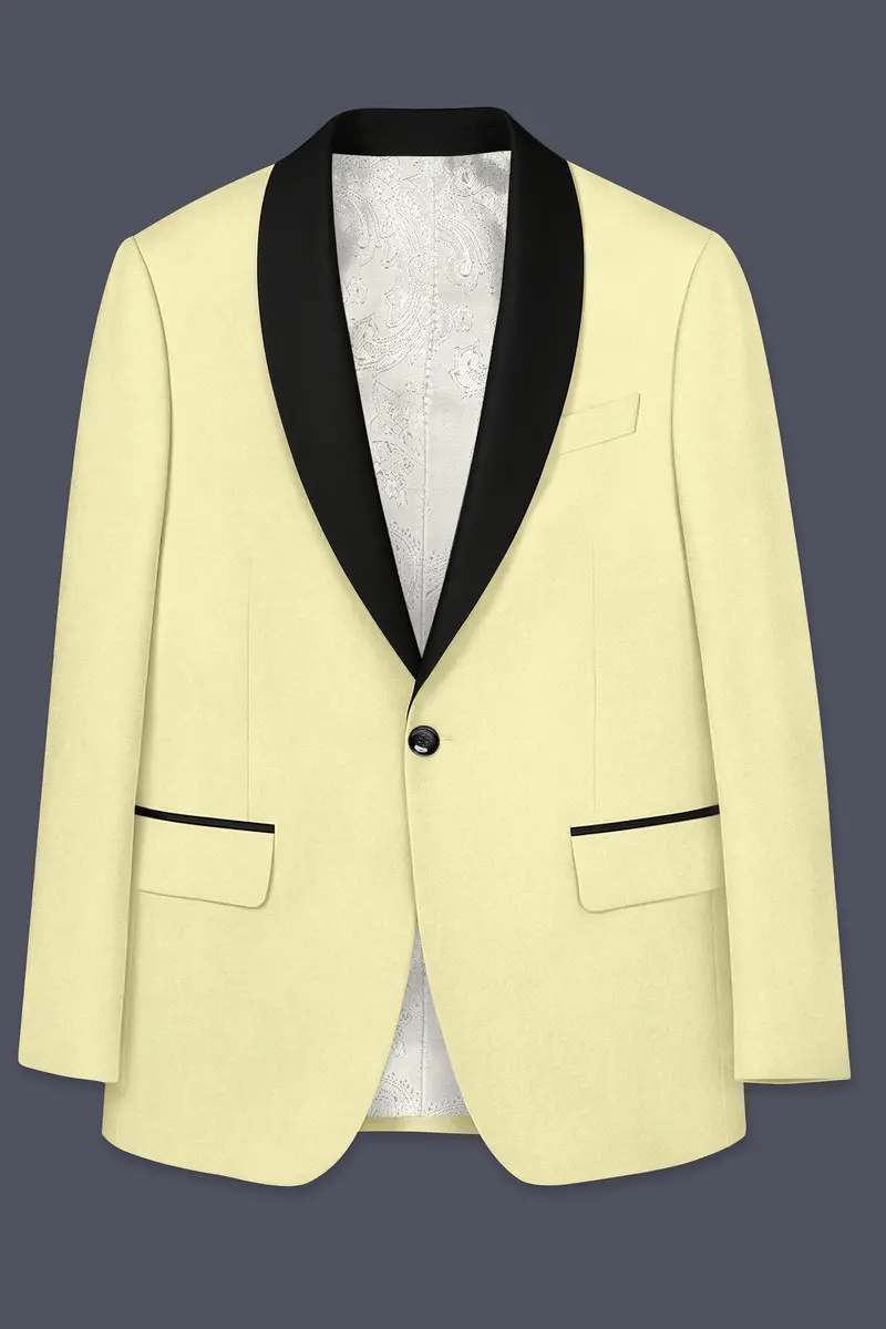 Maize Cream Tuxedo Premium Cotton Stretchable Traveler Suit 8