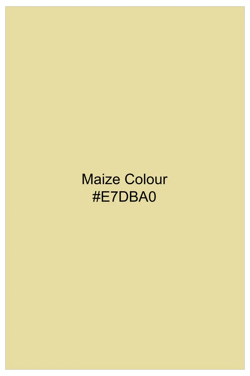 Maize Yellow Flower Printed Dobby Textured Premium Giza Cotton Shirt 8