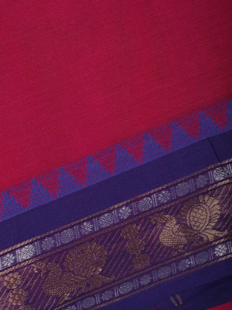 Majestic Magenta Solid Designed Cotton Saree 2