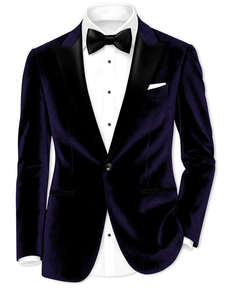 Majesty-Affair Royal Purple Velvet Peak Lapel Tuxedo Blazer 1