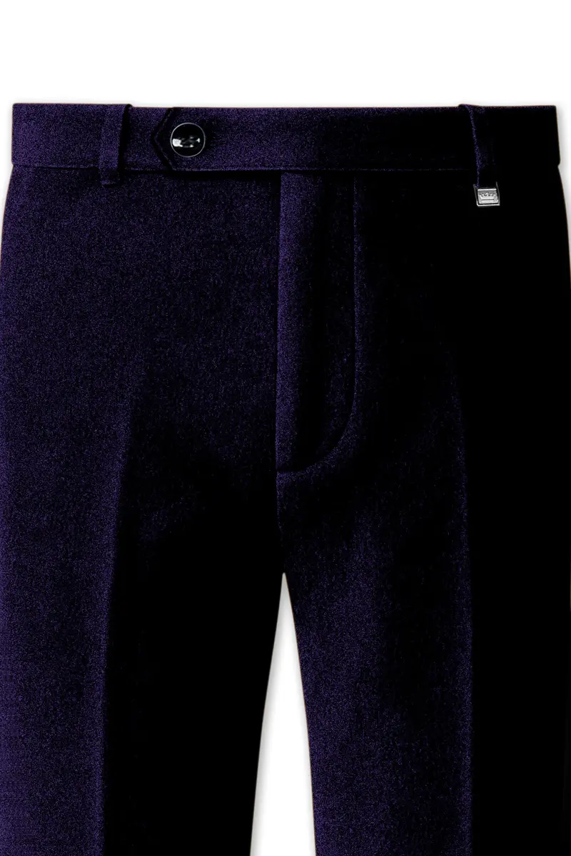 Majesty-Affair Royal Purple Velvet Stretchable Waistband Pant 5